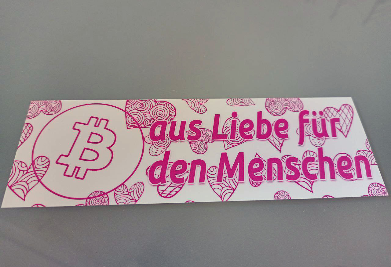 Aus Liebe für den Menschen Bitcoin Sticker