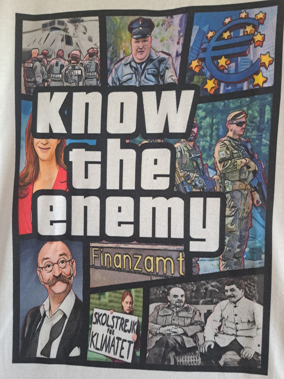Know the enemy Shirt weiß (GTA-Style)