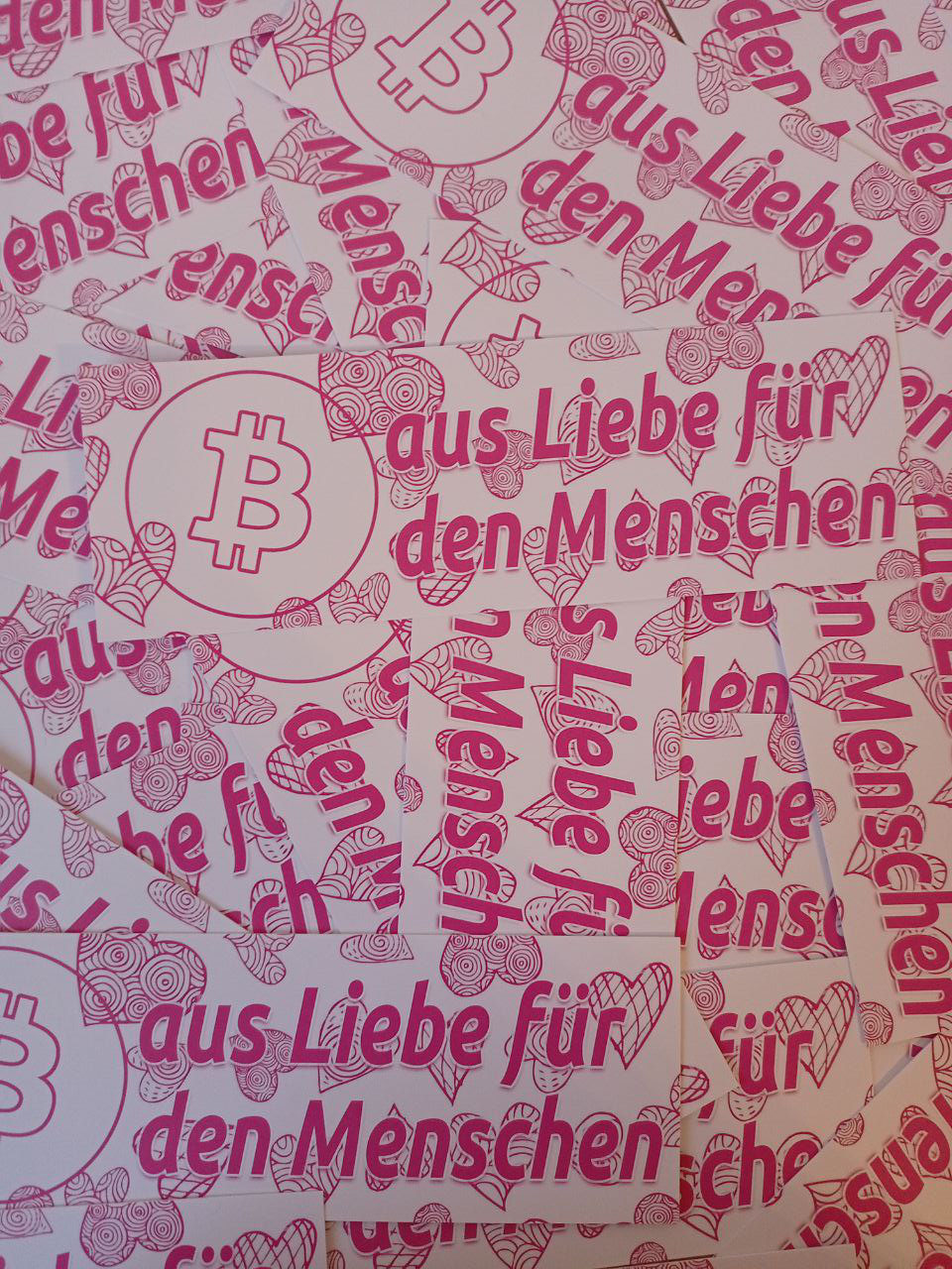 Bitcoin Sticker Collage aus Liebe für den Menschen